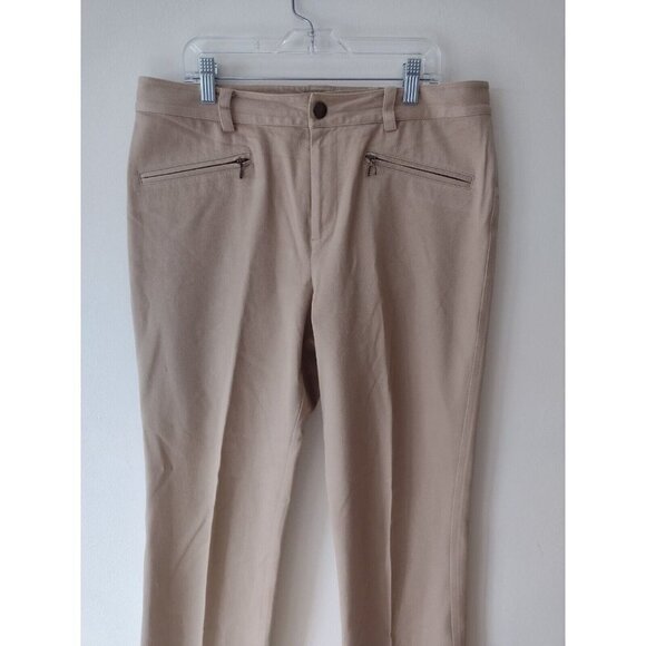 Lauren Ralph Lauren Dress Pants Womens Size 8 Tan Flat Front Zip Pockets Stretch - Picture 6 of 16